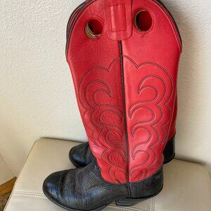 OLATHE Western Leather Red Black Cowboy Boots Size 7~USA